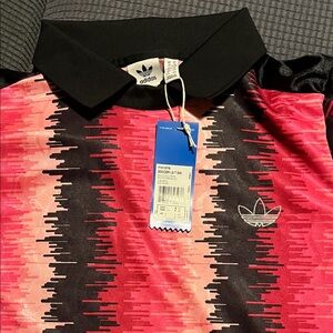adidas Pink and Black Trefoil Graphic Polo Shirt